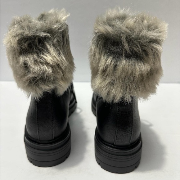 Sun + Stone Orlaa Ankle Derby Booties Women's 7m Black Faux Fur Detail Lace Up - Picture 5 of 9